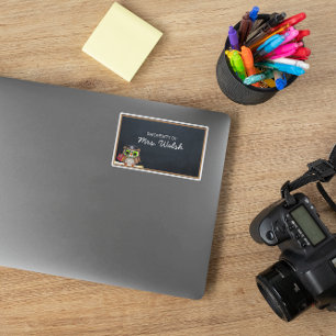 Wise Owl Chalkboard Personalised Teacher Sticker