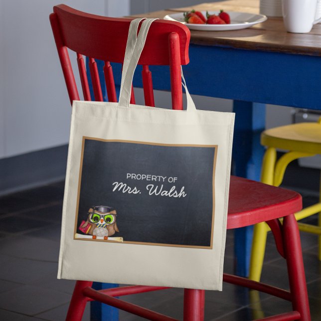 Wise Owl Chalkboard Personalised Teacher Tote (Creator Uploaded)