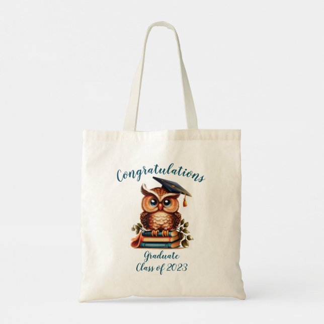 Wise Owl Graduation Congratulations Tote Bag (Back)