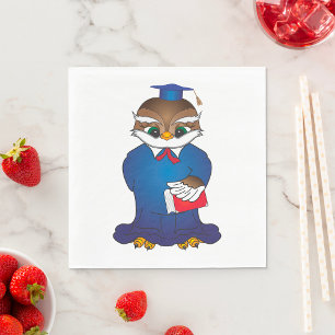 Wise Owl Graduation Cute Scholar Bird  Napkin