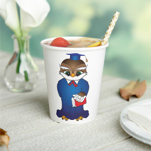 Wise Owl Graduation Cute Scholar Bird  Paper Cups