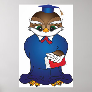 Wise Owl Graduation Cute Scholar Bird  Poster
