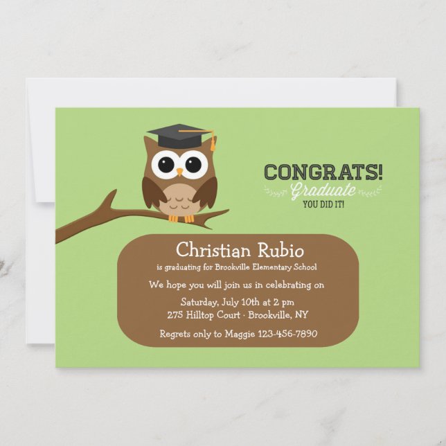 Wise Owl Graduation Invitation (Front)