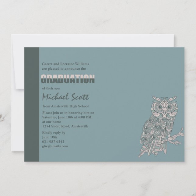 Wise Owl Graduation Invitation (Front)