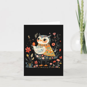 Wise Owl Guardian - Easter Egg Folk Art  Card