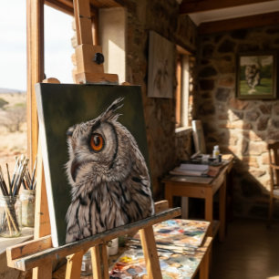 Wise Owl Painting Small Canvas Print
