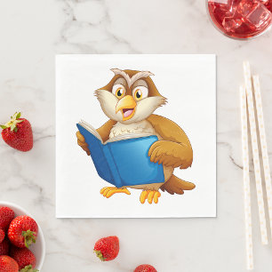 Wise Owl Reading Book Napkin