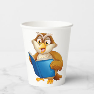 Wise Owl Reading Book Paper Cups