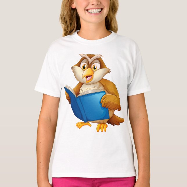 Wise Owl Reading Book T-Shirt (Front)
