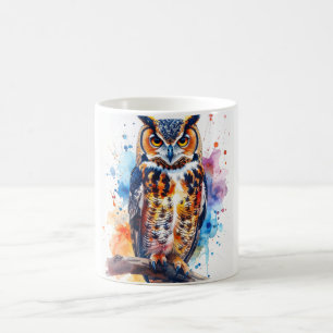 Wise Owl Watercolor Mug for Nature Lovers