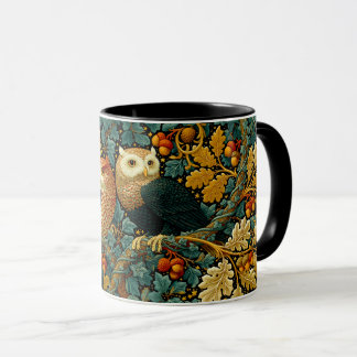 Wise Owls & Ivy William Morris Style Painting Art Mug
