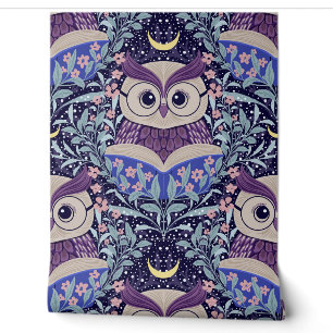 Wise Owls Under the Moonlit Sky in the Woods Wallpaper