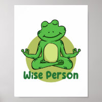 Wise person Kawaii funny frog doing yoga poses 