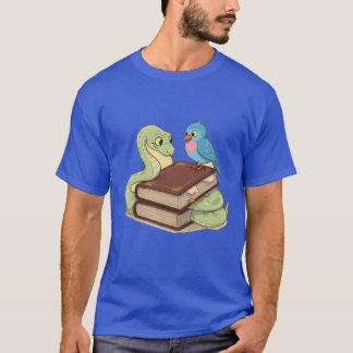 Wise Snake and Bird on a Book funny T-Shirt