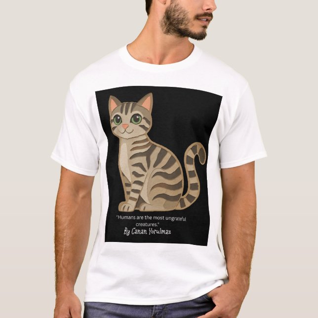 Wise Tabby Cat Philosophy Graphic T-Shirt (Front)