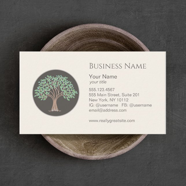 Wise Tree Logo Life Coach and Naturopath Business Card (Creator Uploaded)