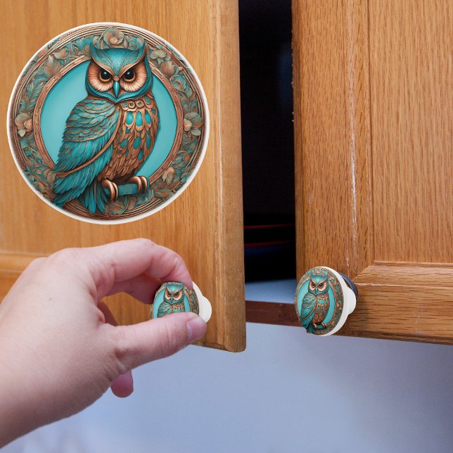 Wise Turquoise Owl Ceramic Knob (Creator Uploaded)