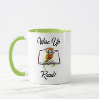 Wise Up and Read Book Owl Funny Kids Cartoon