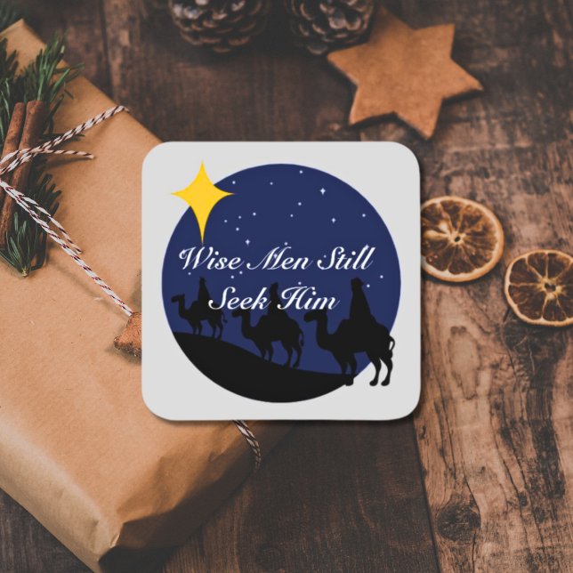 Wisemen Still Seek Him Star Christmas Sticker (Christmas Stickers for Cards and Gifts)