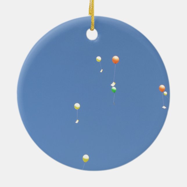 Wish balloons in the blue sky ceramic tree decoration (Back)