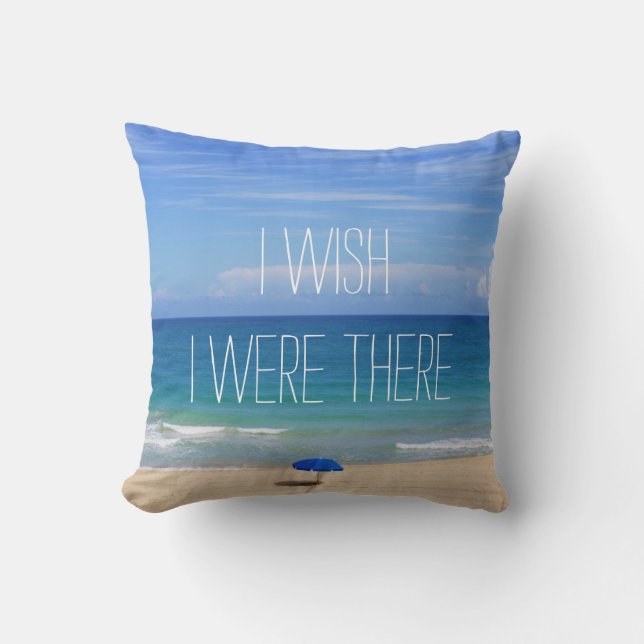 Wish I Were There - Blue Beach Umbrella Cushion (Front)