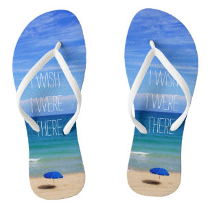 Wish I Were There - Blue Beach Umbrella Jandals