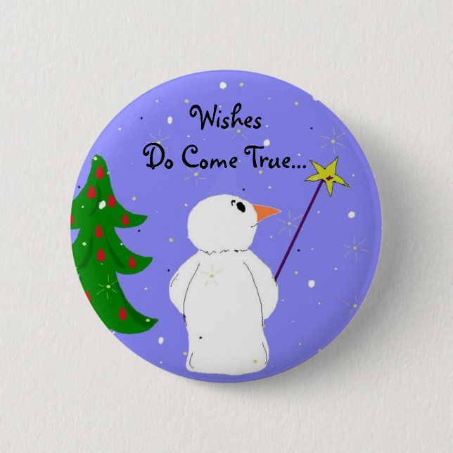 Wish Maker Snowman 6 Cm Round Badge (Front)