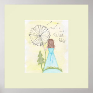 Wish on a dandelion little girl poster