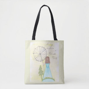 Wish on a dandelion little girl tote bag