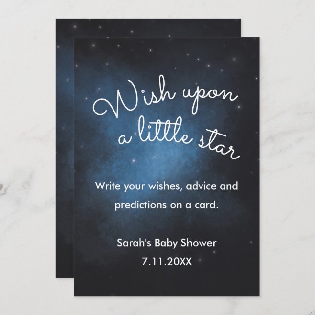 Wish on a star Baby Shower Sign Invitation (Front/Back)