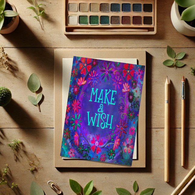 Wish Pretty Purple Floral Birthday Happy  Card (Creator Uploaded)