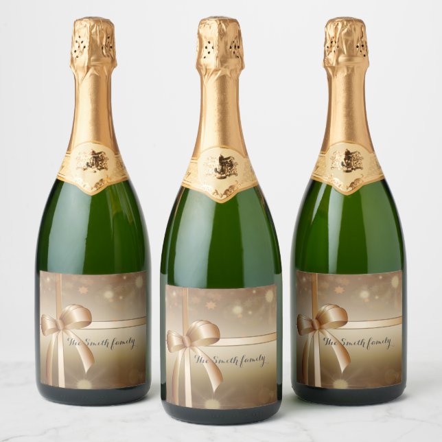 Wish someone a happy and successful new one with   sparkling wine label (Bottles)