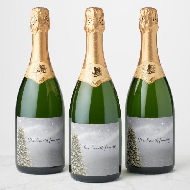 Wish someone a happy and successful new one with   sparkling wine label (Bottles)