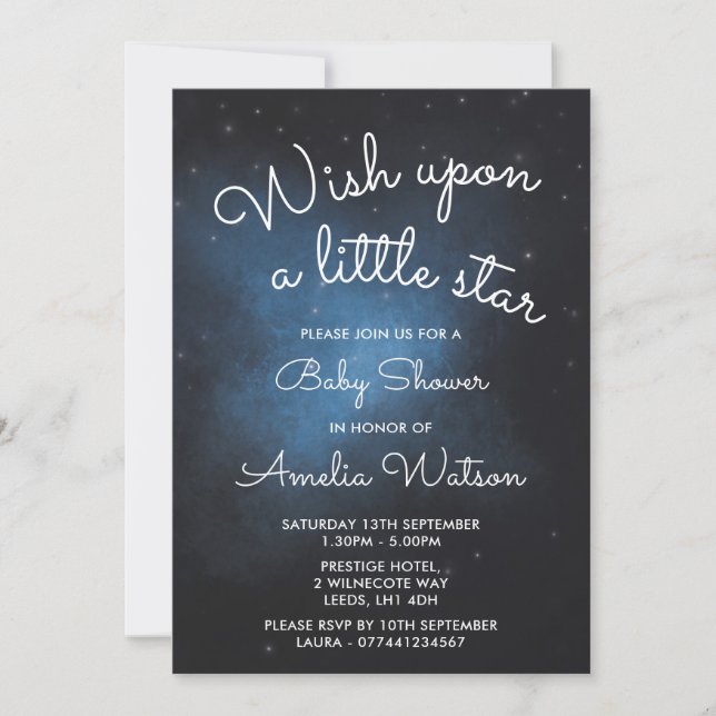 Wish upon a little star baby shower invitation (Front)