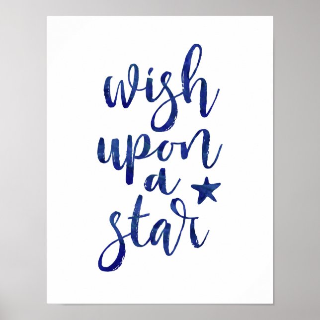 Wish upon a star navy blue typography poster (Front)