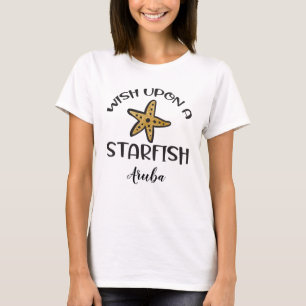 Wish Upon a Starfish, Aruba in Black Letters T-Shirt