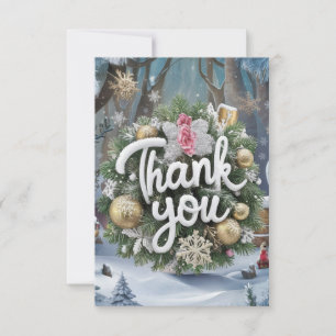 Wish Winter Snowflake Happy Holidays Thank You Card