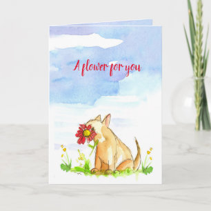 Wish You A Happy Day Flower For You Dog Card