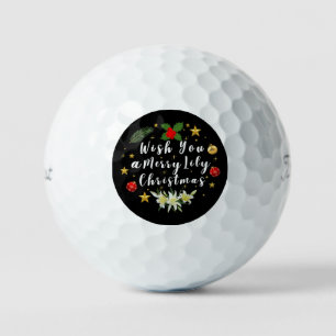 Wish you a merry lily Christmas holiday wreath Golf Balls