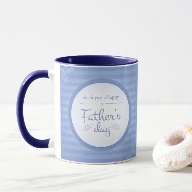 Wish you happy fathers day text blue mug (With Donut)