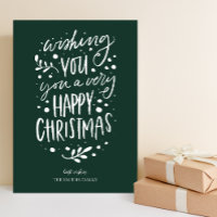 Wish You Merry Christmas Green Script Non Photo