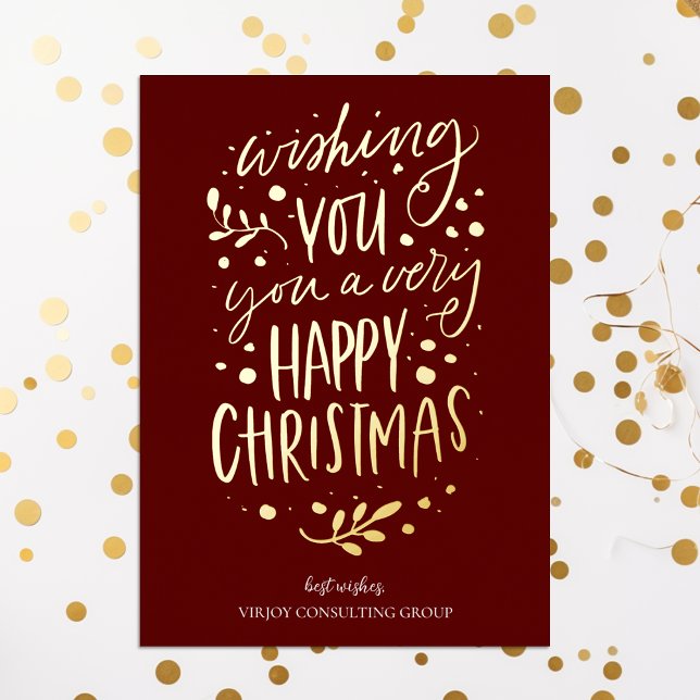 Wish You Merry Christmas Red Gold Script Business (Creator Uploaded)