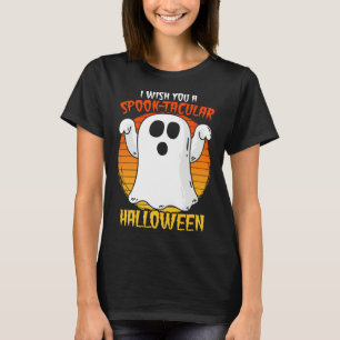 Wish You Spooktacular Scary Ghost  Kids Halloween T-Shirt