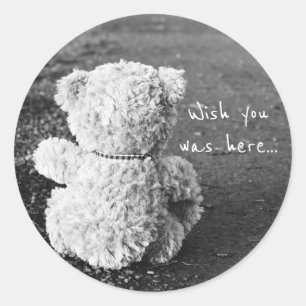 Wish you was here classic round sticker
