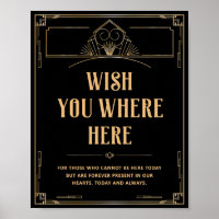 Wish You Were Here Art Deco 20s Black Gold Wedding