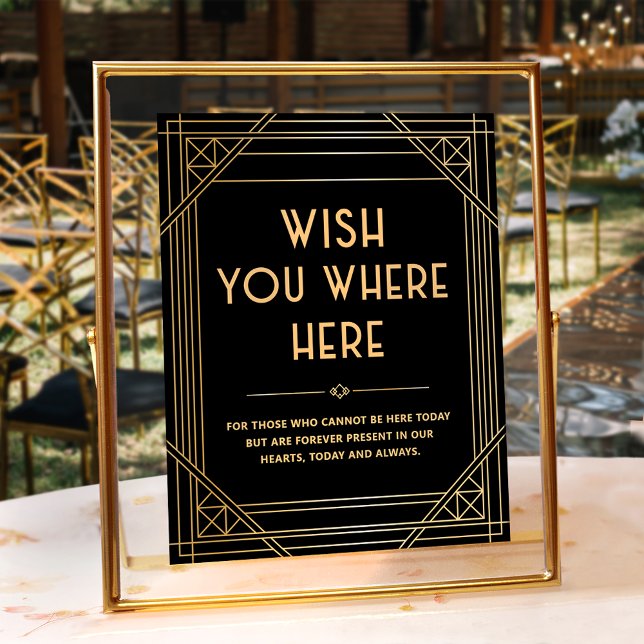 Wish You Were Here Black Gold Memorial Wedding Poster (Creator Uploaded)