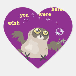 Wish you were here Owl Heart Sticker