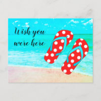 Wish You Were Here Red Flip Flops Beach Vacation