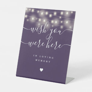 Wish You Were Here String Lights Purple Pedestal Sign