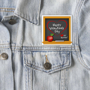 Wish your Teacher Happy Valentine's Day! 15 Cm Square Badge